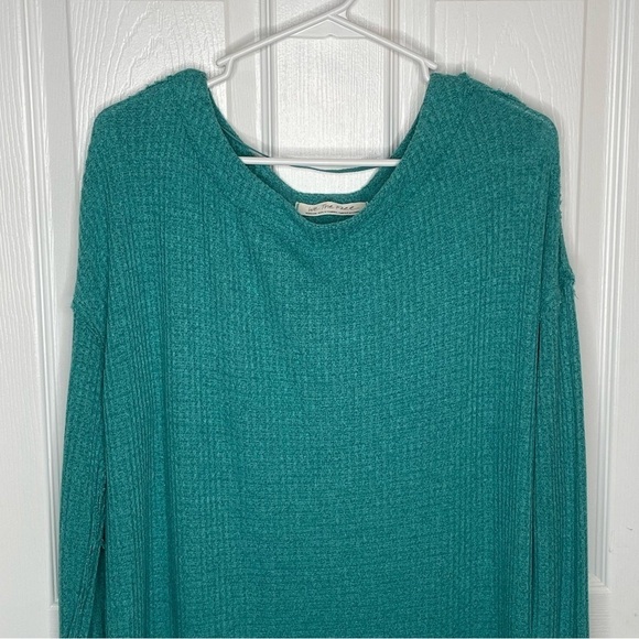 Free People We The Free North Shore Waffle Knit Thermal Tunic Top in Teal M - Picture 4 of 13